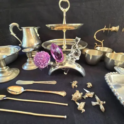 Pewter & Silver Plate Dishes & Decor: Stieff, Towle, Sconces