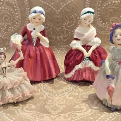 4 Vintage China Figurines, Royal Doulton Young Girls