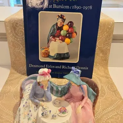 Vintage Royal Doulton China Book & Afternoon Tea Figurine