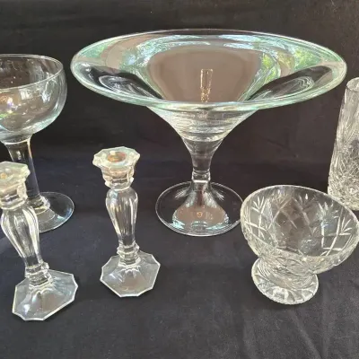 Crystal & Glassware: Vases, Large Vessels, Candlesticks