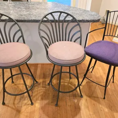 3 Modern Metal Bar Stools & Console Table 