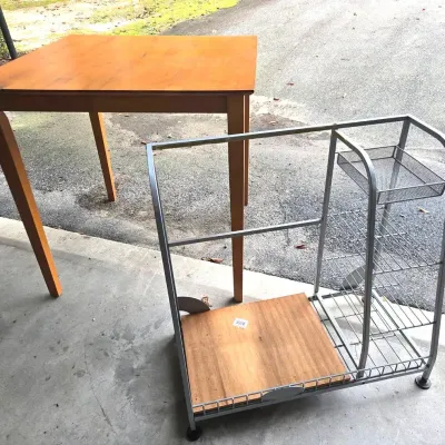 Tall Wooden Table & Storage Rack
