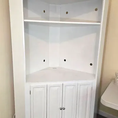 White Wooden Corner Cabinet 