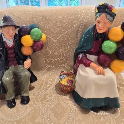 2 Royal Doulton Vintage Figurines Balloon Man & Lady
