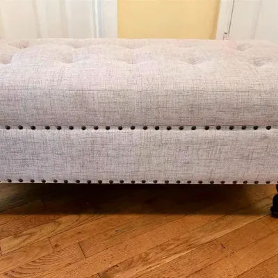 Tufted Ottoman Bench & Large Wall Mirror 