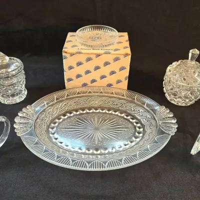 Vintage Glass & Crystal: Waterford Creamer, Princess House Coasters