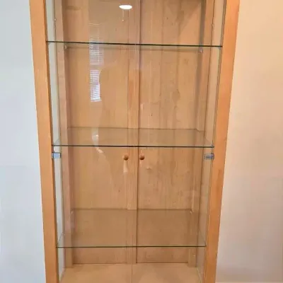 Tall Modern Wood & Glass Display Cabinet 