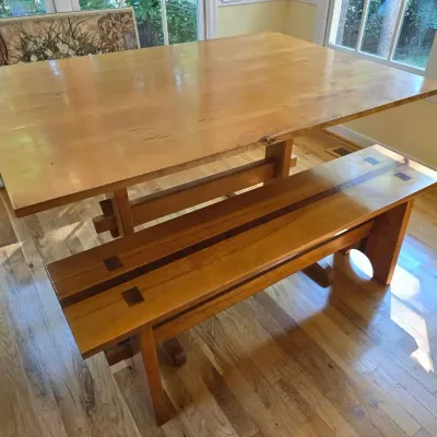 Pine Wood Kitchen Table & Bench