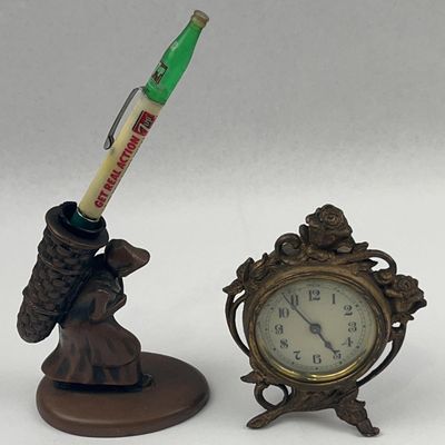 Sale Photo Thumbnail #386: 7-Up Pen w/ Stand & Art Nouveau Clock