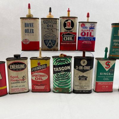 Vtg Lithographed Household & Oil Tins