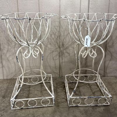 Sale Photo Thumbnail #85: Pair Victorian Wirework Plant Stands