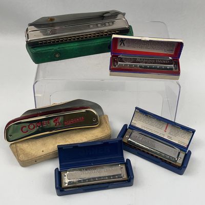 Sale Photo Thumbnail #366: An Assortment of Five Hohner Harmonicas