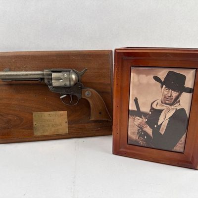 Sale Photo Thumbnail #357: NRA Colt Plaque & John Wayne Box