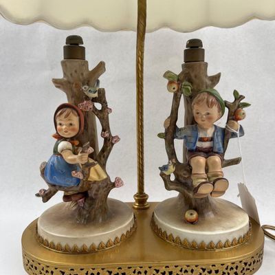 Sale Photo Thumbnail #461: Goebel Hummel Apple Tree Boy/Girl Lamp