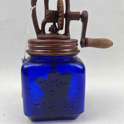 Sale Photo Thumbnail #253: Dazey No. 10 Cobalt Glass Butter Churn