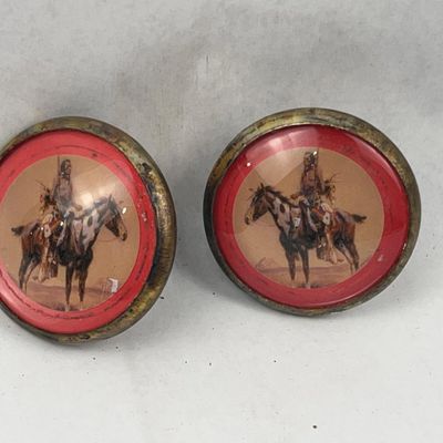Sale Photo Thumbnail #145: Pair Antique Native Am. Bridle Rosettes