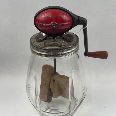 Sale Photo Thumbnail #198: Dazey Red Football Glass Butter Churn