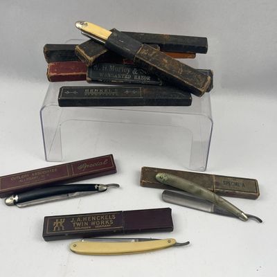 Sale Photo Thumbnail #103: 10 Henckels & Morley Vtg Razors w/ Box