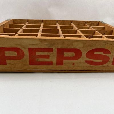 Sale Photo Thumbnail #545: Vtg Pepsi-Cola Wooden 24-Bottle Crate