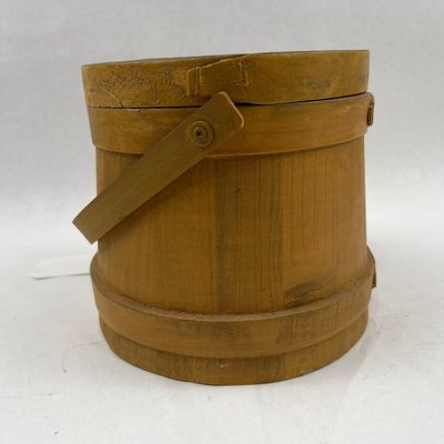 Sale Photo Thumbnail #292: Mustard Painted Stave Firkin w/ Lid