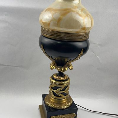 Sale Photo Thumbnail #224: Neoclassical Lamp w/ Iridized Art Glass