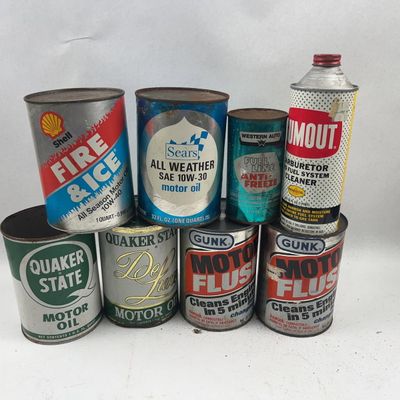 Sale Photo Thumbnail #399: Vtg Shell & Quaker State Cans & Bottles