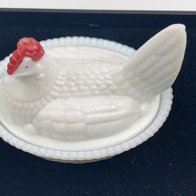 Sale Photo Thumbnail #336: Milk Glass Hen on Nest Covered Dish