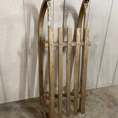 Sale Photo Thumbnail #122: Davos Painted Wood and Metal Snow Sled