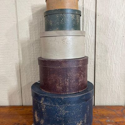 Sale Photo Thumbnail #493: Set Painted Pasteboard Pantry Boxes