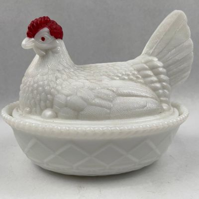 Sale Photo Thumbnail #65: Milk Glass Hen on Nest Covered Dish