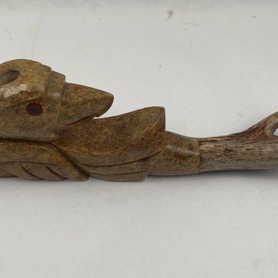 Sale Photo Thumbnail #41: Randy Henry Figural Stone & Antler Pipe