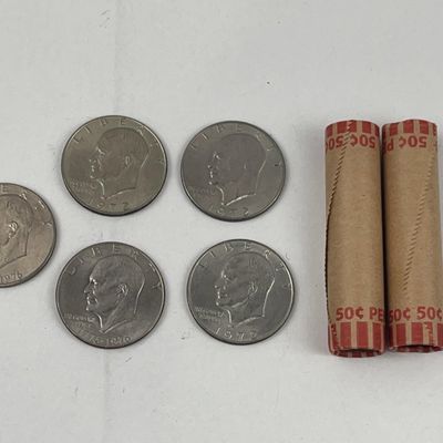 Sale Photo Thumbnail #36: US Eisenhower Dollars & Rolled Pennies