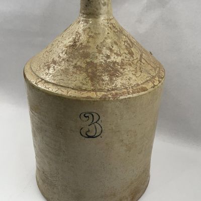 Sale Photo Thumbnail #480: American Salt-Glaze Whiskey Jug w/ Mark