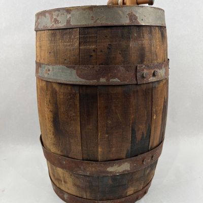Sale Photo Thumbnail #256: Antique Wood Beer Keg w/ Iron & Spigot