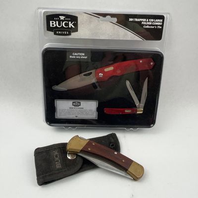 Sale Photo Thumbnail #550: Buck Knives 110, 381 & 139 Tin Set