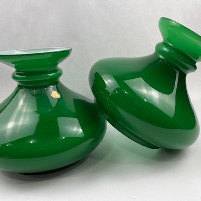 Sale Photo Thumbnail #133: Pair French Cased Green Glass Shades