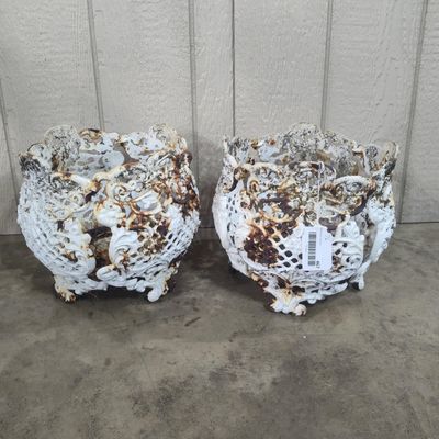 Sale Photo Thumbnail #495: Pair Victorian Style Cast Iron Planters