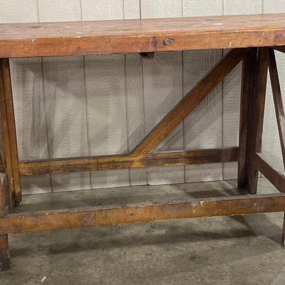 Sale Photo Thumbnail #220: Industrial Braced Wood Workbench