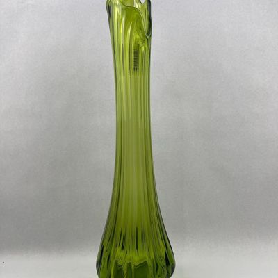 Sale Photo Thumbnail #98: Mid-C. Ribbed Swung Glass Vase, Avocado
