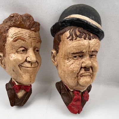 Sale Photo Thumbnail #475: Pair Laurel & Hardy Chalkware Plaques