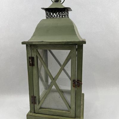 Sale Photo Thumbnail #305: Olive Green Wood & Metal Pagoda Lantern