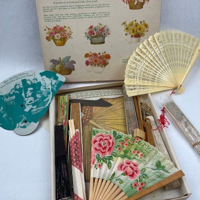 Sale Photo Thumbnail #523: Vtg Folding Fans & Acc. Floral Flair