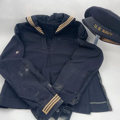 Sale Photo Thumbnail #355: WWII USN Enlisted Dress Blue Jumper Set