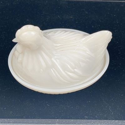 Sale Photo Thumbnail #338: Milk Glass Hen on Nest Covered Dish