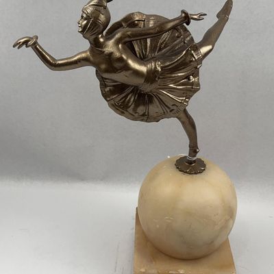 Sale Photo Thumbnail #339: Art Deco Metal Dancer on Alabaster Orb