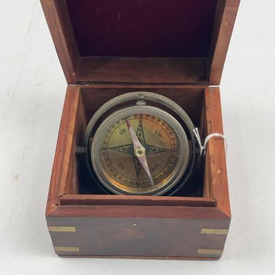 Sale Photo Thumbnail #343: Gimbaled Maritime Compass, Campaign Box