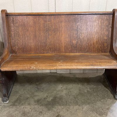 Sale Photo Thumbnail #63: Quartersawn Oak Church Pew Hall Settle