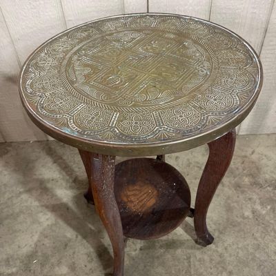Sale Photo Thumbnail #259: Art Deco Embossed Brass Side Table