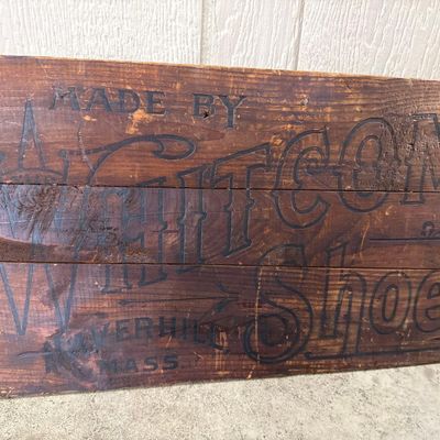 Sale Photo Thumbnail #221: Whitcomb Shoe Co. Wood Advertising Sign