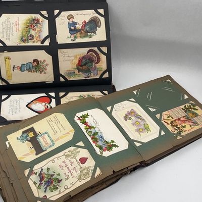 Sale Photo Thumbnail #45: Pair Vtg Postcard Albums, 19th-20th C